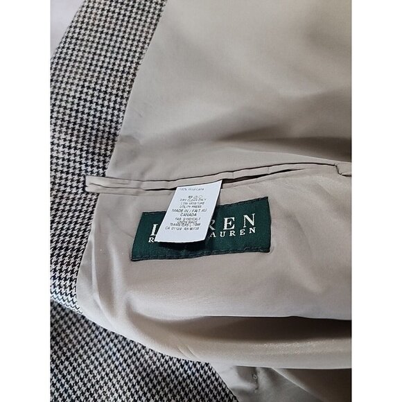 Lauren Ralph Lauren Brown Houndstooth Sportcoat Blazer Tan 100% Wool 48R - Picture 13 of 16